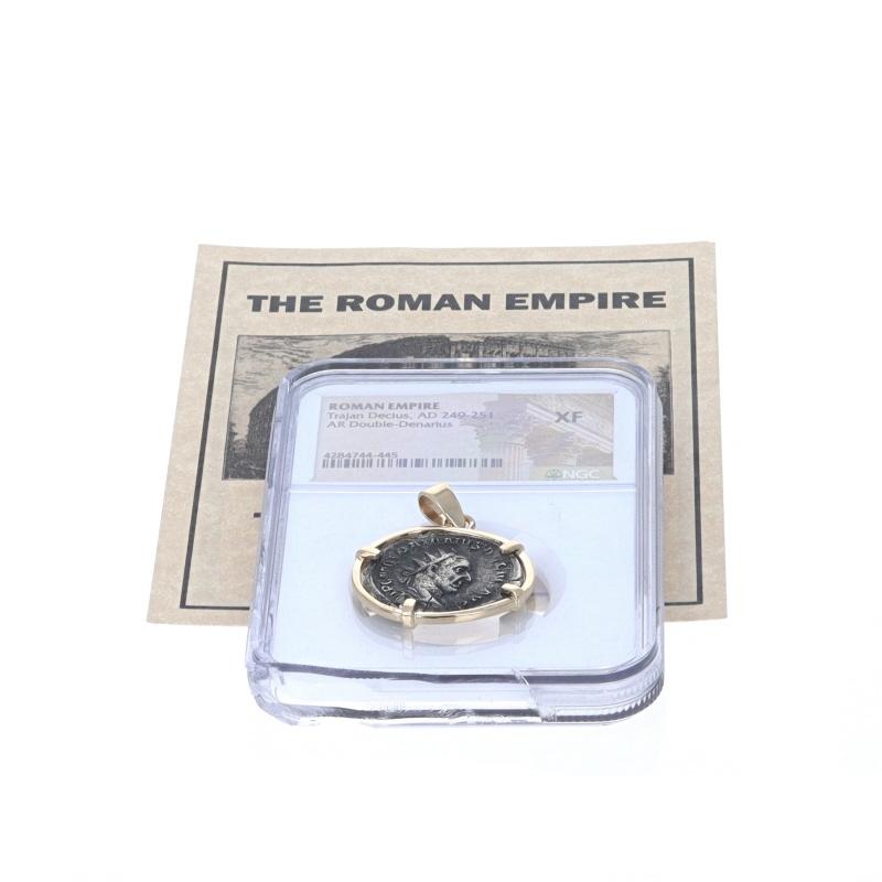 Authentischer römischer Doppel-Denarius- Münz-Anhänger aus Gelbgold - 14k Trajan Decius 2