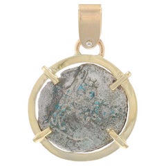 Authentischer Septimius Severus Denarius Münze-Anhänger aus Gelbgold 14k Antike Moneta