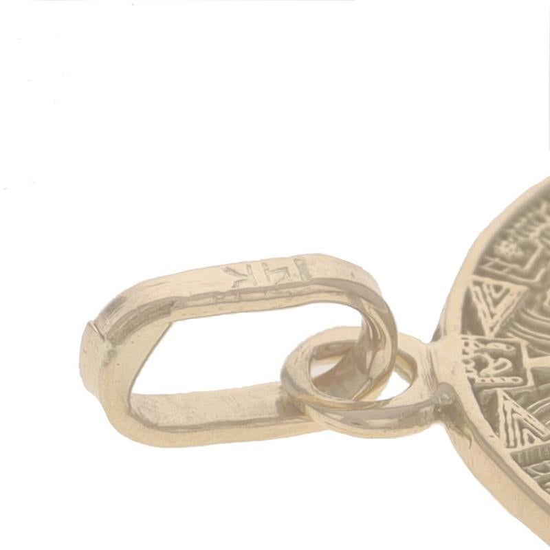 Gelbgold Aztec Calender Anhänger - 14k Antiker Mesoamerica Kreis aus Gelbgold 1
