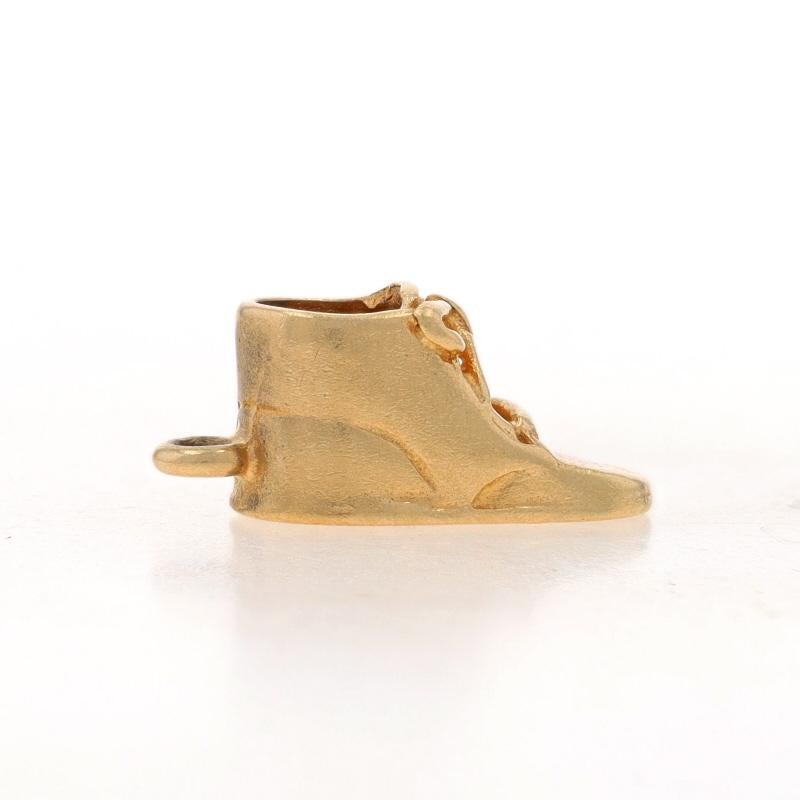 Yellow Gold Baby Shoe Charm - 14k Infant Lace-Up Walker New Mom's Keepsake In Excellent Condition For Sale In Greensboro, NC