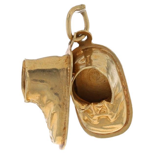 Yellow Gold Baby Shoes Charm - 14k First Steps Infant Walkers For Sale