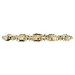 Vintage Yellow Gold Baguette Diamond Link Bracelet