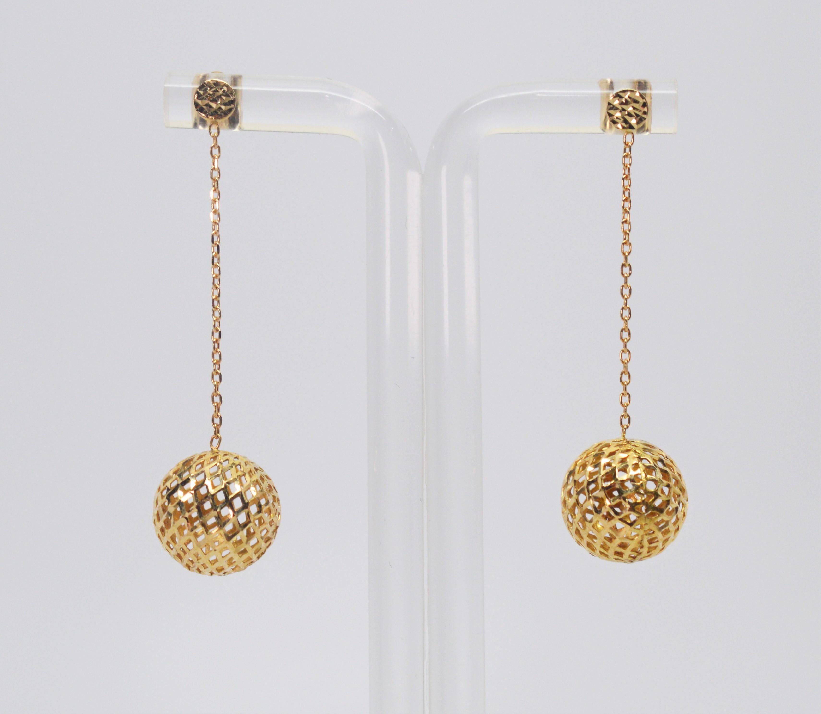 gold ball earrings drop