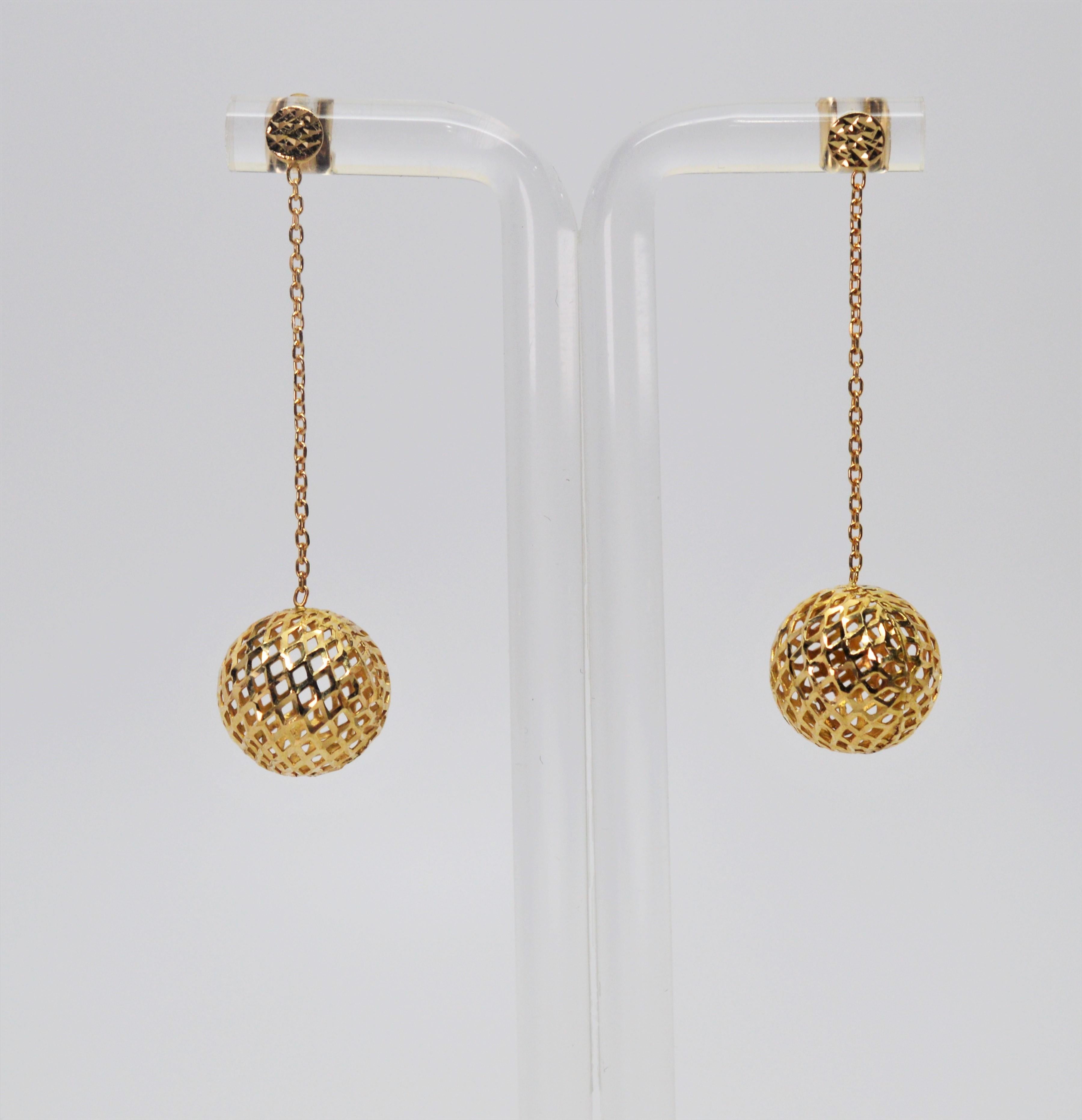 gold ball dangle earrings