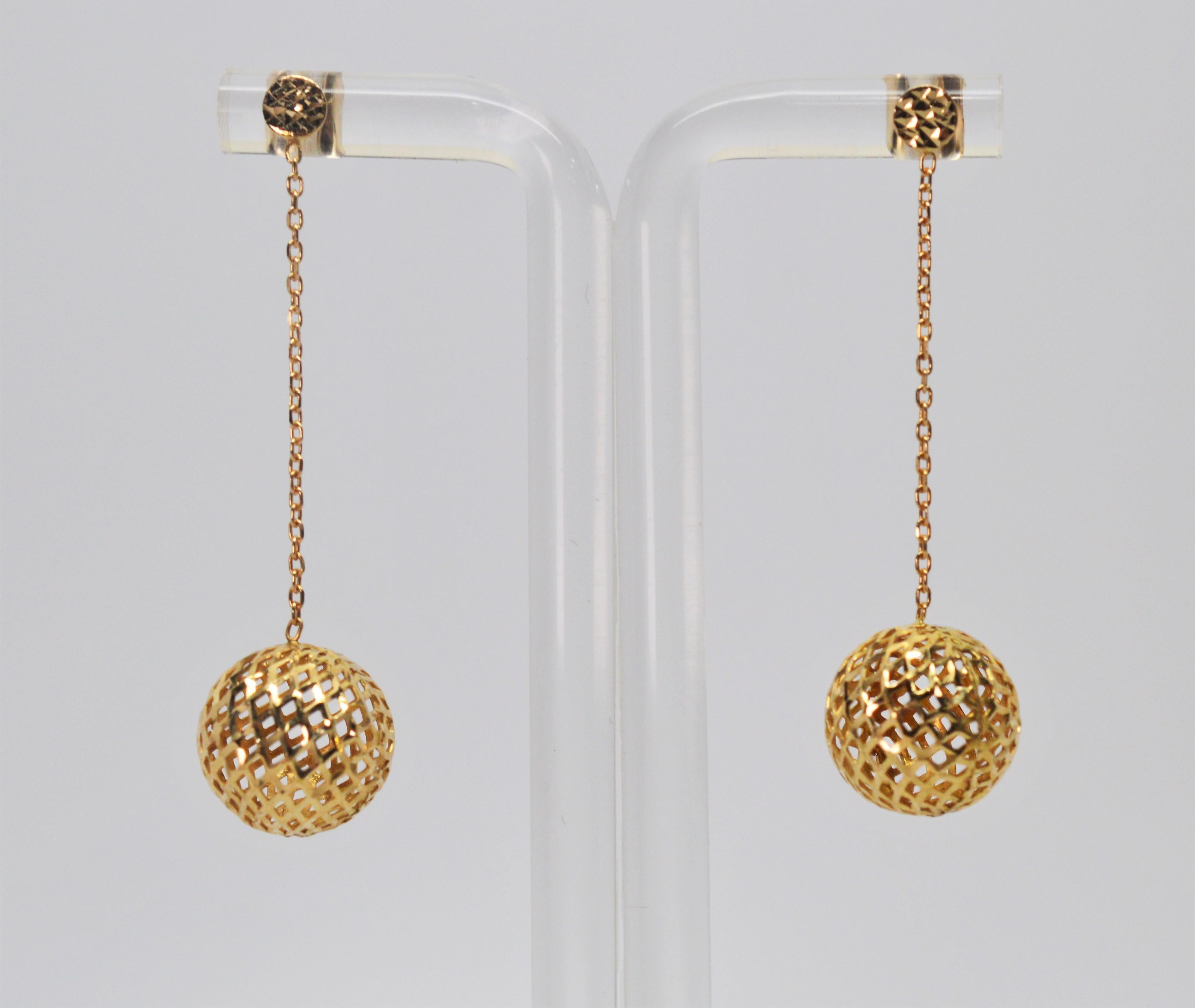 gold ball drop earrings