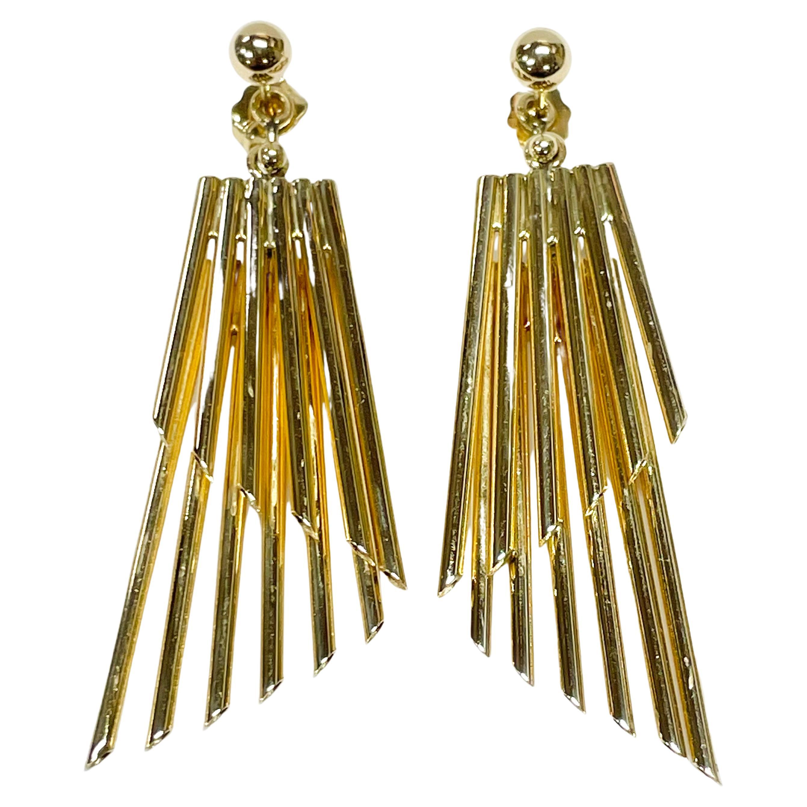 Yellow Gold Ball Studs Jacket Earrings For Sale