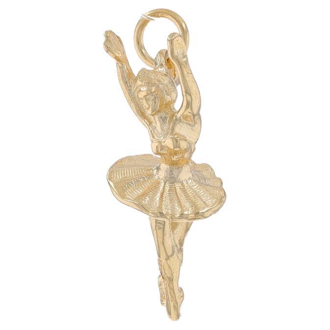 Gelbgold Ballerina auf Point Charm - 14k Klassisches Tanzballett aus Gelbgold