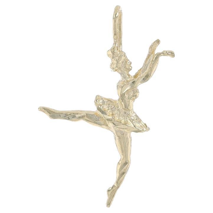 Yellow Gold Ballerina Pendant - 14k Classical Ballet Dancer's Gift For Sale