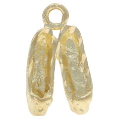 Yellow Gold Ballet Shoes Charm - 14k Ballerina Dancer