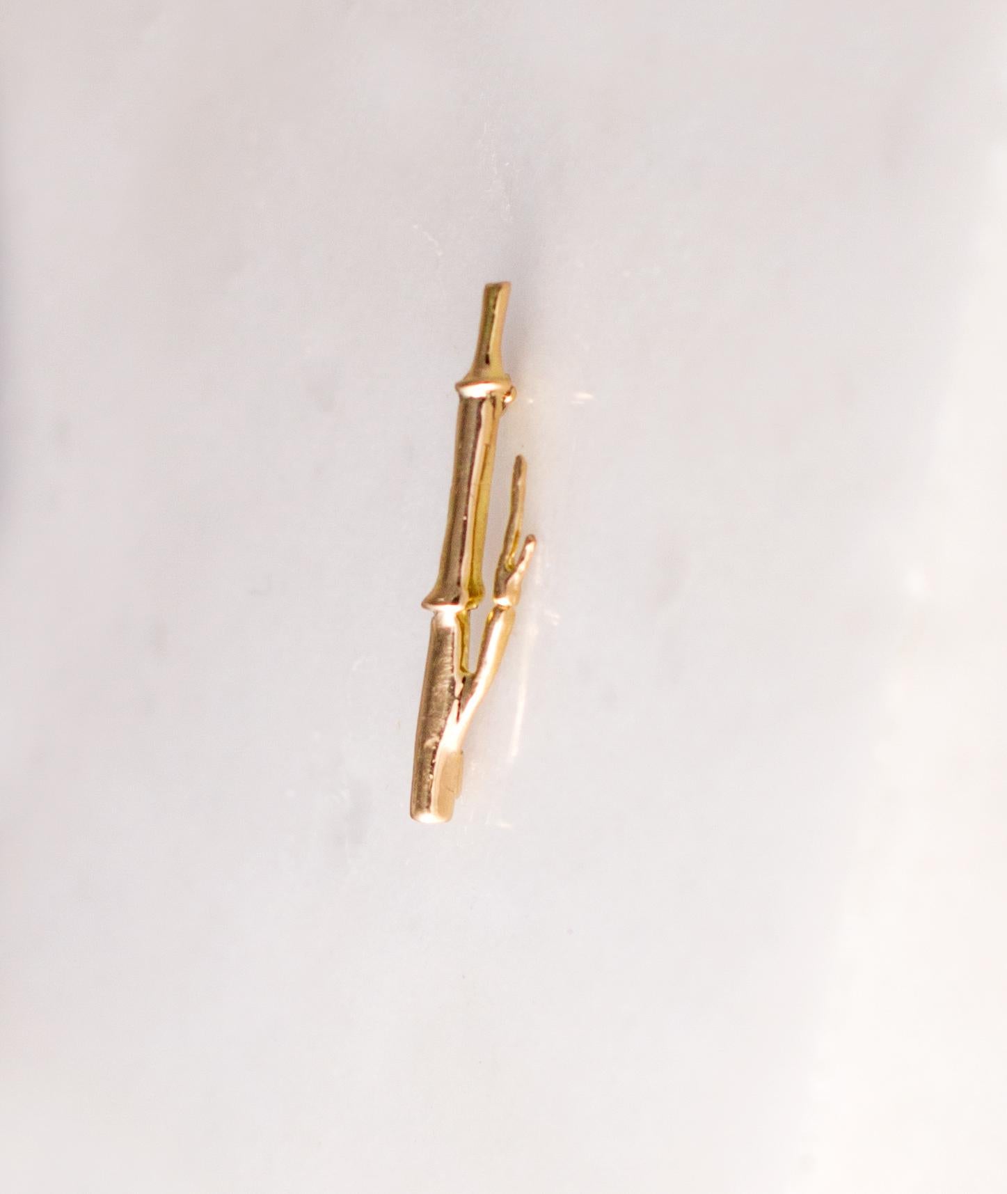Yellow Gold Bamboo Brooch N2 by Artist Featured in Vogue Magazine For Sale 9