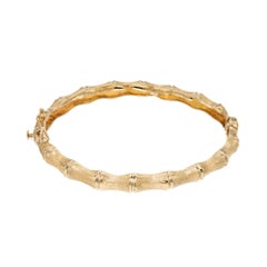 Yellow Gold Bamboo Hinged Bangle Bracelet