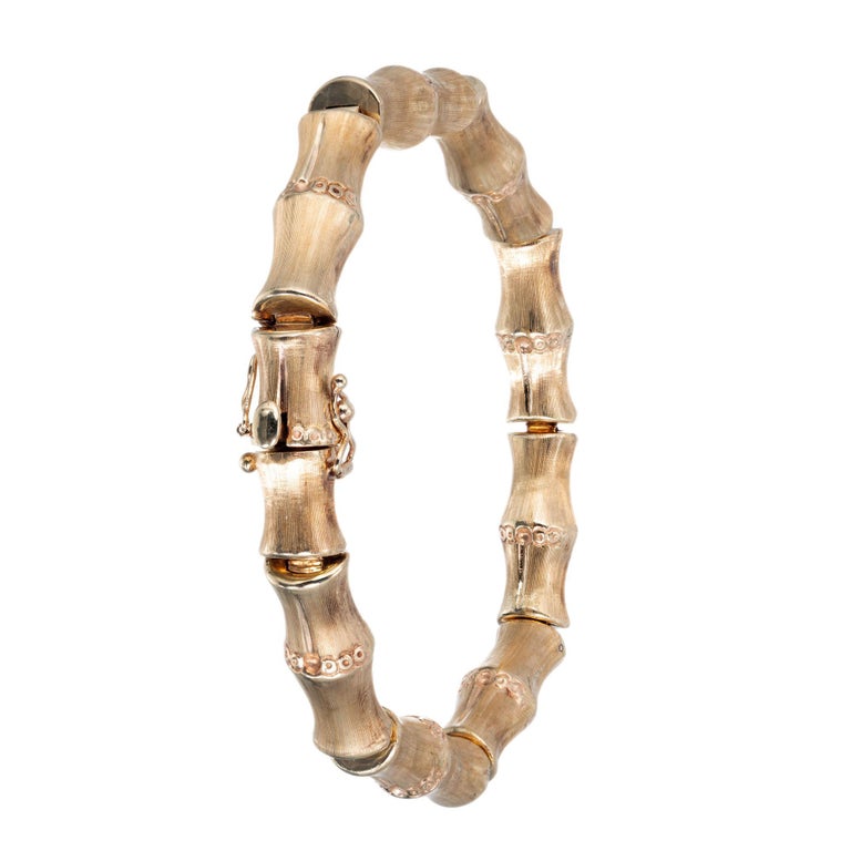 Yellow Gold Bamboo Link Bangle Bracelet at 1stDibs 14k gold bamboo