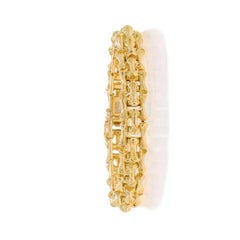 Gelbgold Bambus-Gliederarmband 7" - 18k gewebtes botanisches Armband