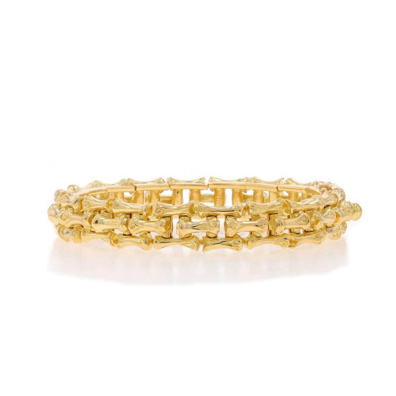 Women's Yellow Gold Bamboo Link Bracelet 7