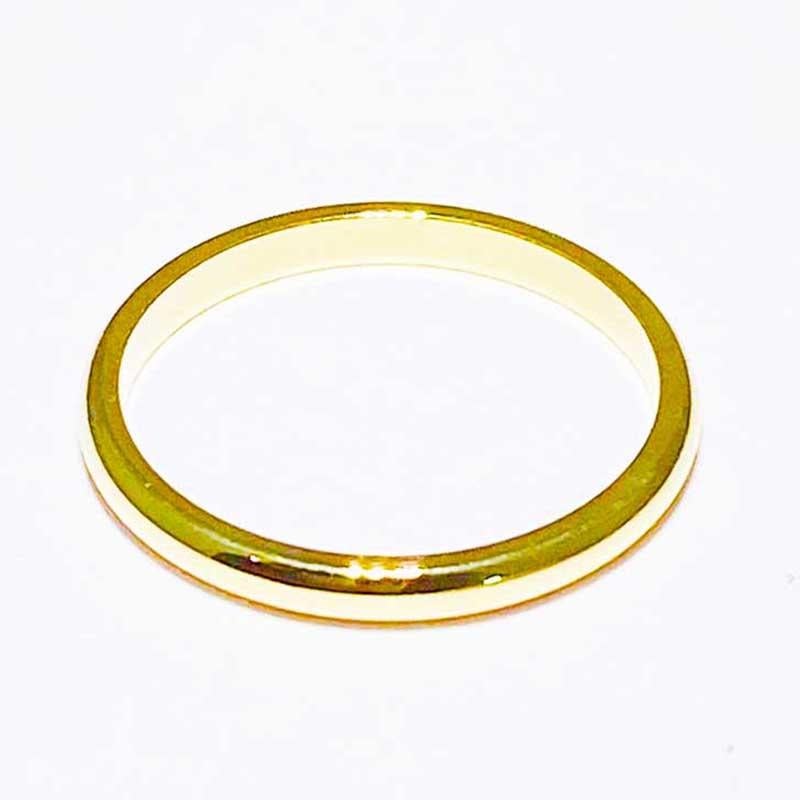 Modern Yellow Gold Band, -2 mm 14k Gold Half Round Wedding Band High Polished