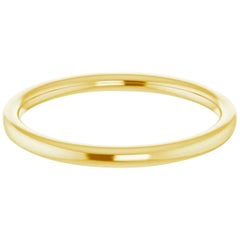 Yellow Gold Band, -2 mm 14k Gold Half Round Wedding Band High Polished