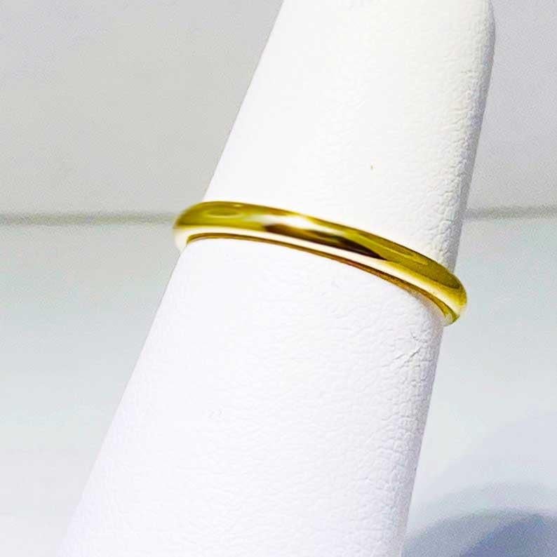For Sale:  Yellow Gold Band, 14k Gold Half Round Wedding Band High Polished 2