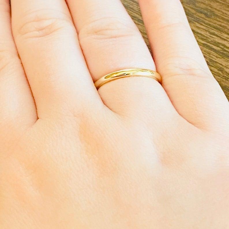 For Sale:  Yellow Gold Band, 14k Gold Half Round Wedding Band High Polished 4