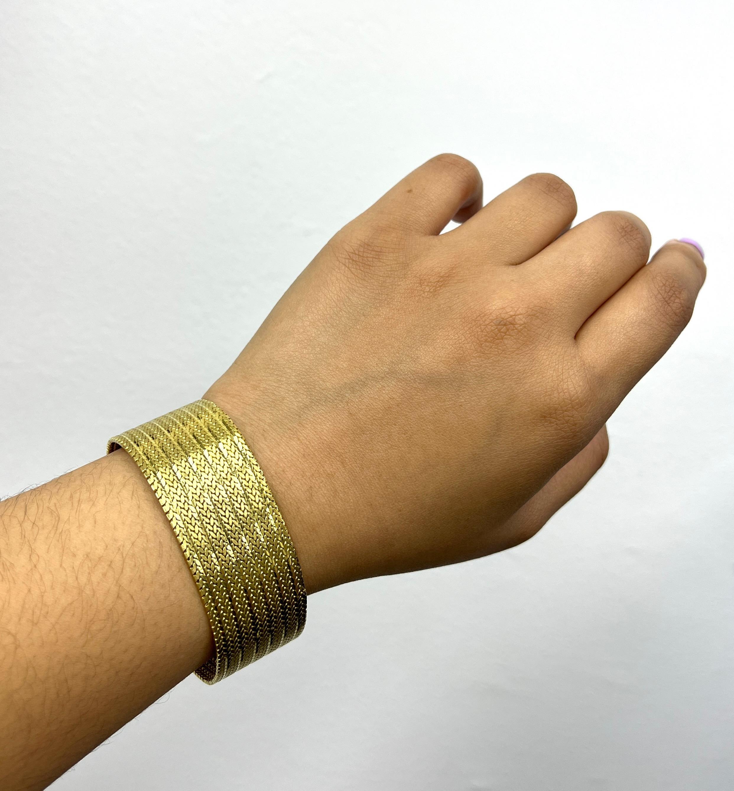 Yellow Gold Band Braided Bracelet For Sale 2