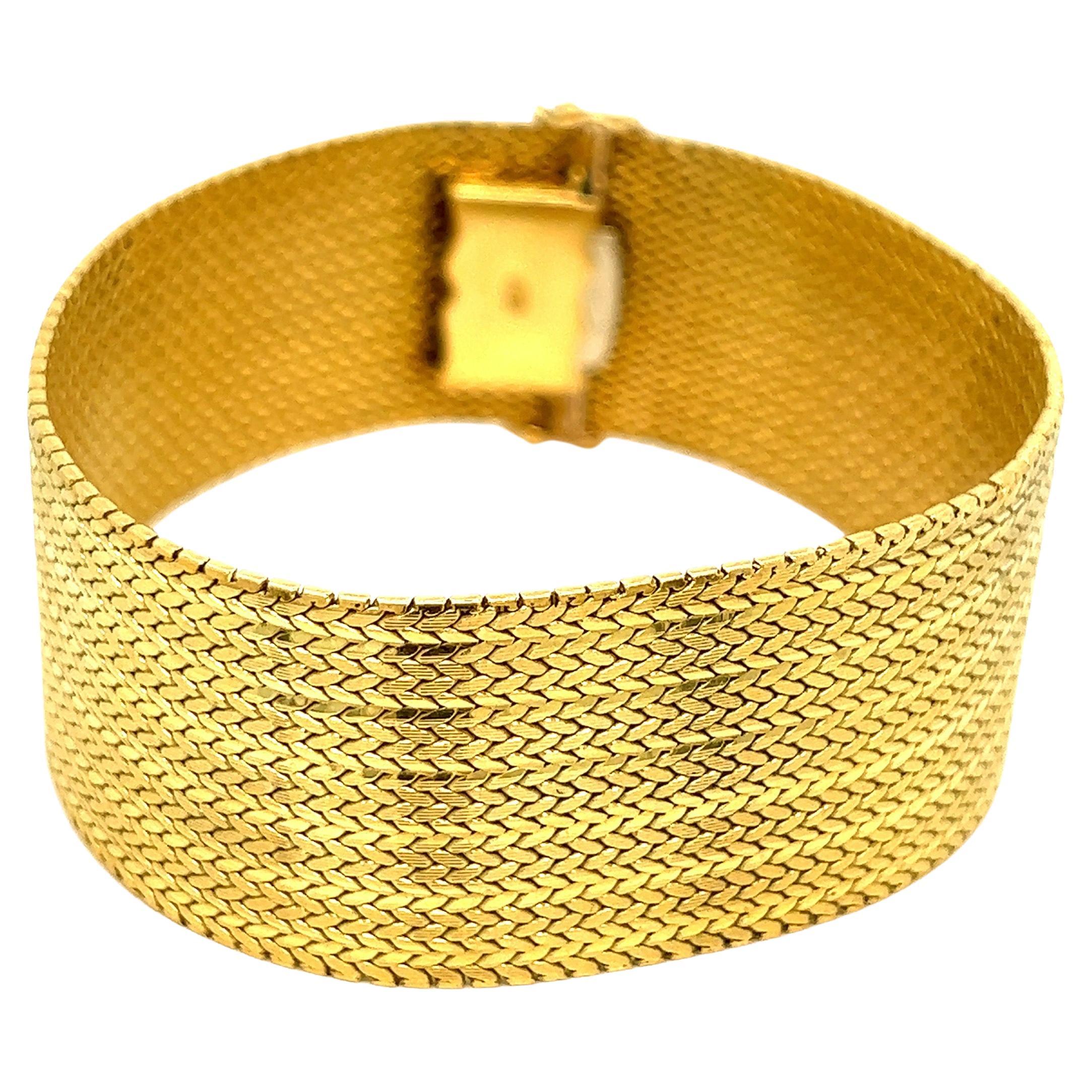 Yellow Gold Band Braided Bracelet