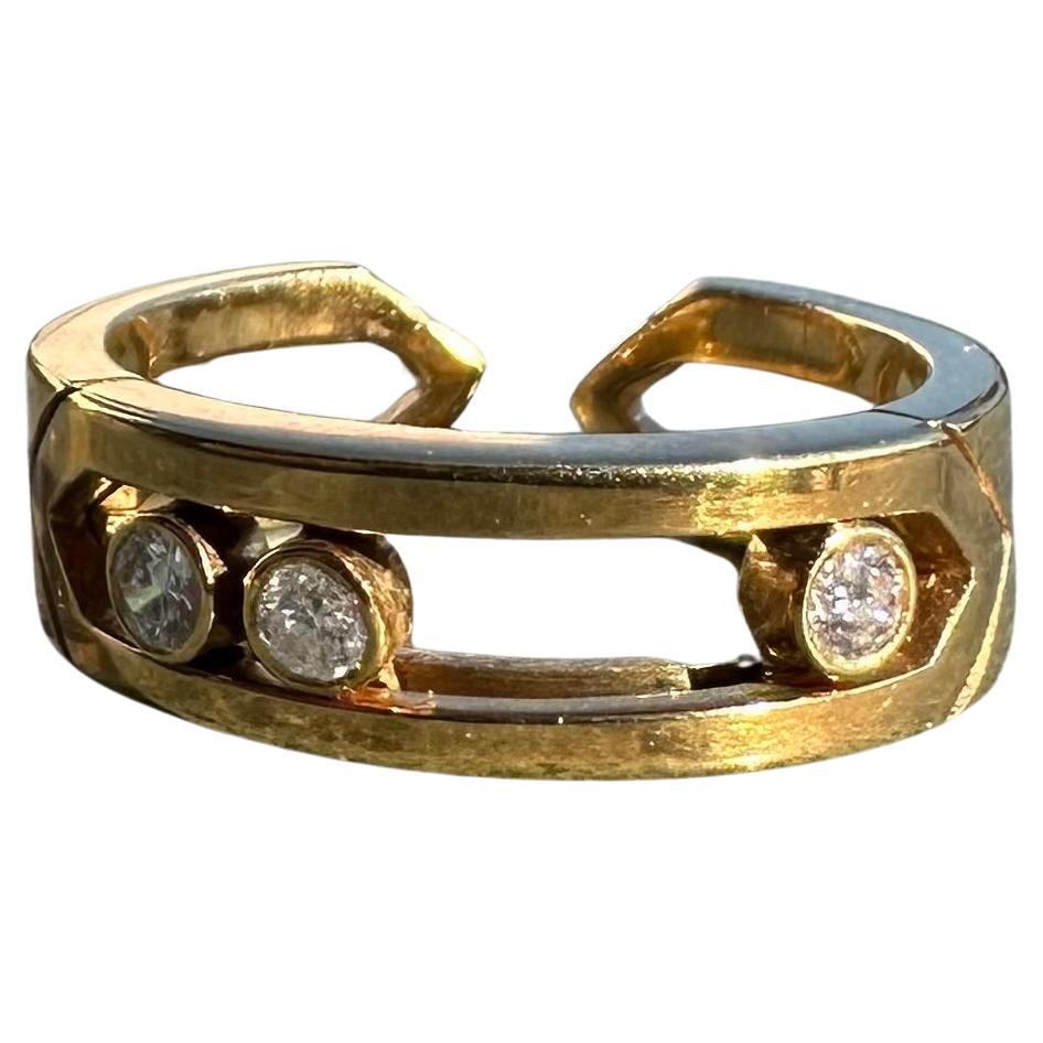Yellow Gold Band Ring set with Diamonds For Sale
