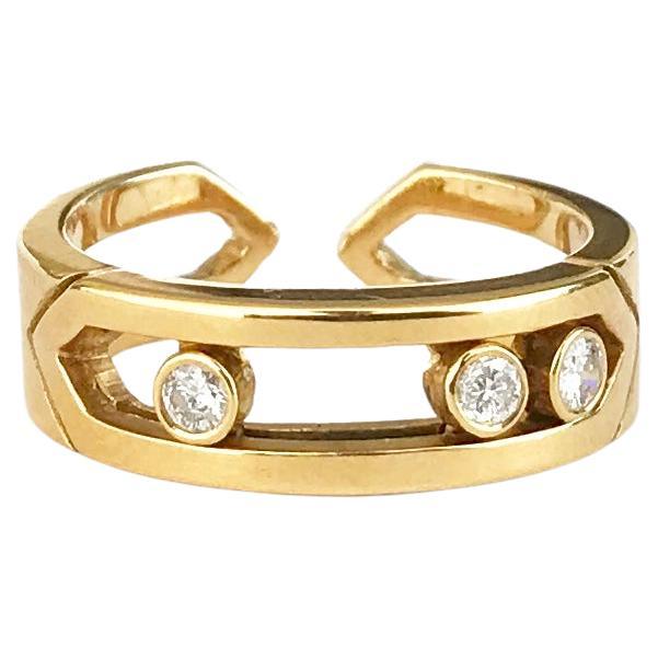 Yellow Gold Band Ring set with Diamonds For Sale