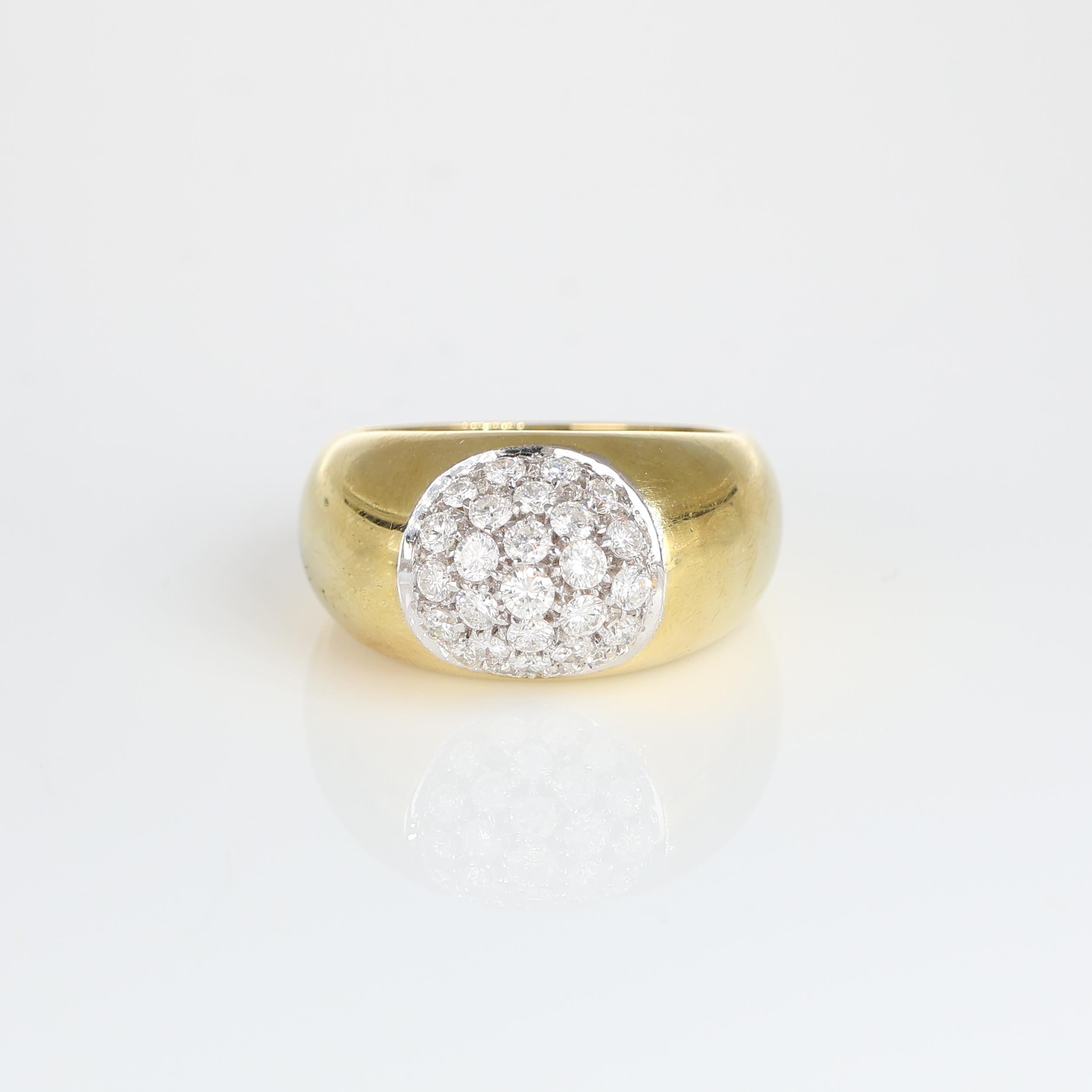 IMPORTANT NOTE:
✔ No additional costs will be added to this order.
✔ Shipping and customs duties are fully covered by us.
--------------------
This elegant 18kt yellow gold band ring showcases a captivating central dome adorned with a pavé of