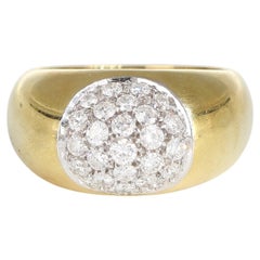 Anello a fascia in oro giallo con cupola di diamanti Pavé, 0,82 carati
