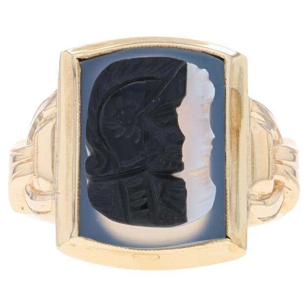 Art Deco Men’s Banded Agate Ring For Sale at 1stDibs