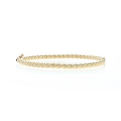 Yellow Gold Bangle Bracelet 6 3/4" - 14k Rope-Textured