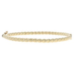 Yellow Gold Bangle Bracelet 6 3/4" - 14k Rope-Textured