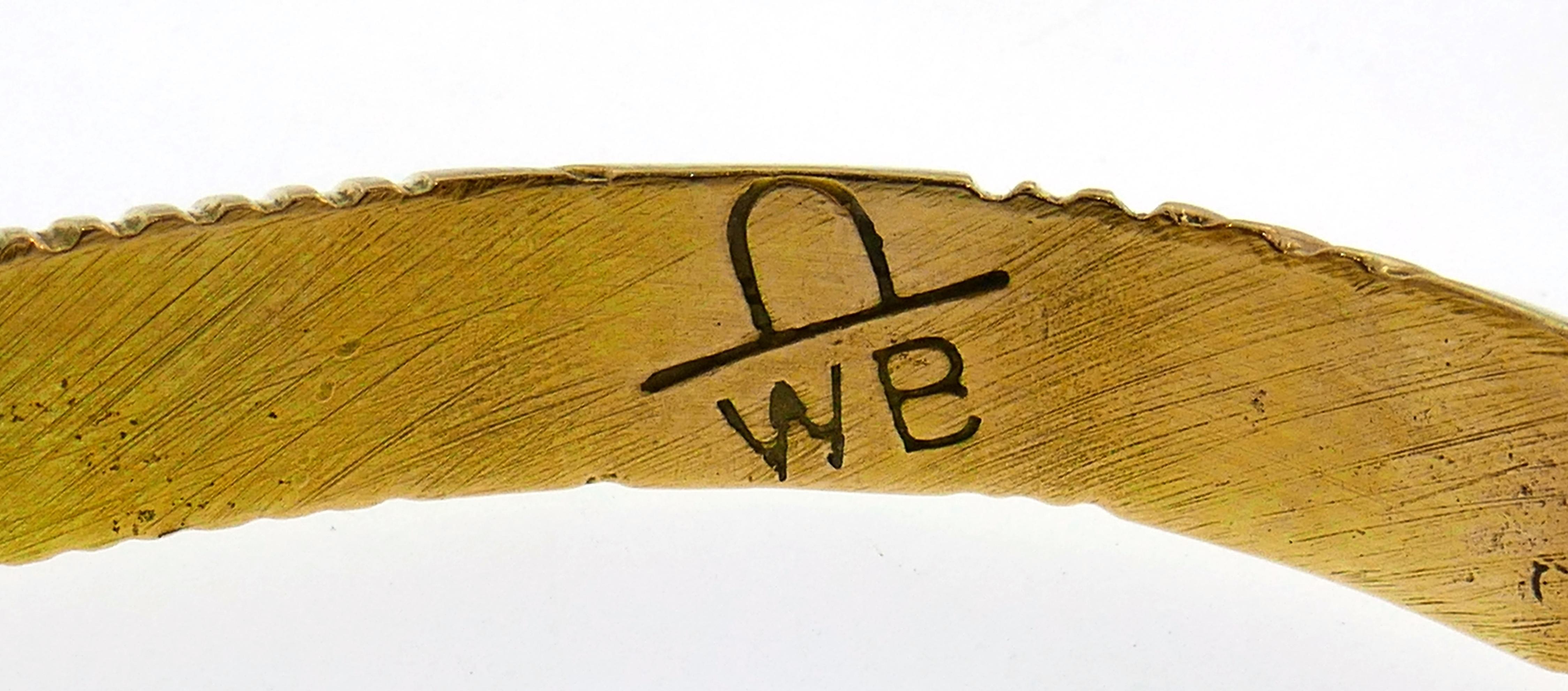 Yellow Gold Bangle Bracelet Pair Signed WB 4