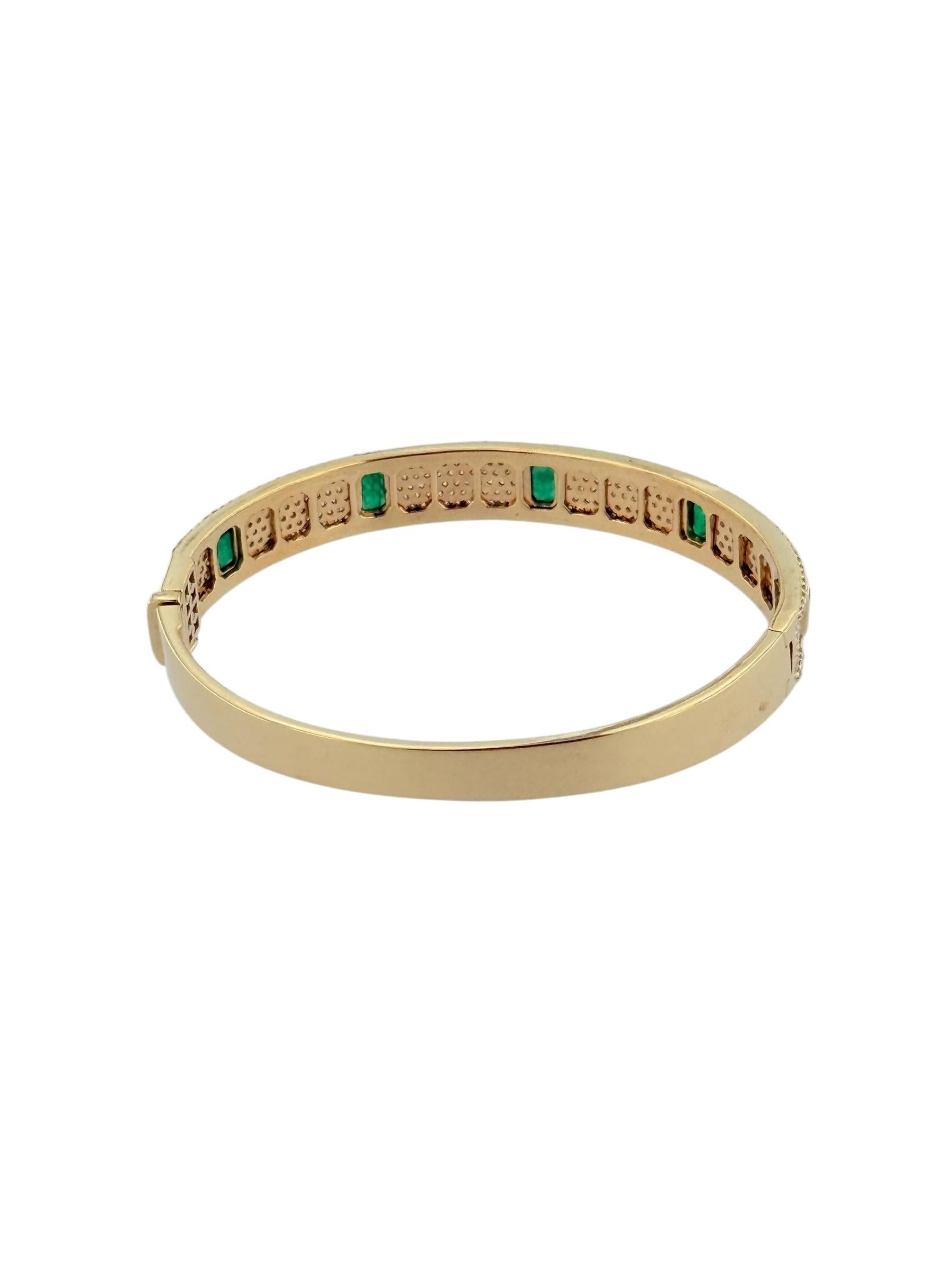 Bracelet en or jaune avec diamants et émeraudes Bon état - En vente à Esch sur Alzette, Esch-sur-Alzette