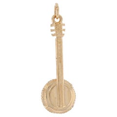 Breloque Banjo en or jaune - Pendentif cadeau de musicien pour instrument à cordes en 14 carats