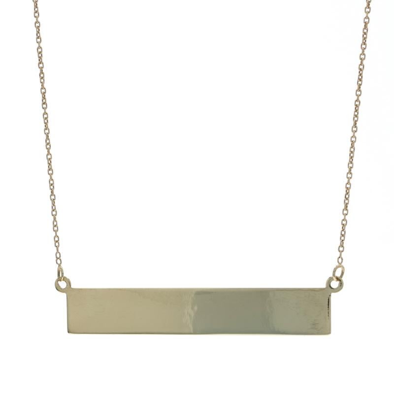 Contenu du métal : Or jaune 10k

Style : Bar
Style de chaîne : Câble
Style du collier : Câble
Type de fermeture : Fermoir à griffe de homard
Type de fermeture : Fermoir à griffe de homard
Caractéristiques : Pendentif gravable

Mesures

Point 1 :