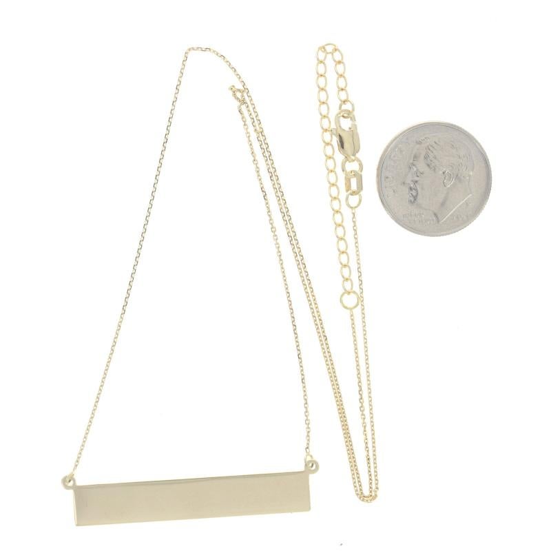 Yellow Gold Bar Pendant Necklace - 14k Engravable Adjustable In Excellent Condition For Sale In Greensboro, NC