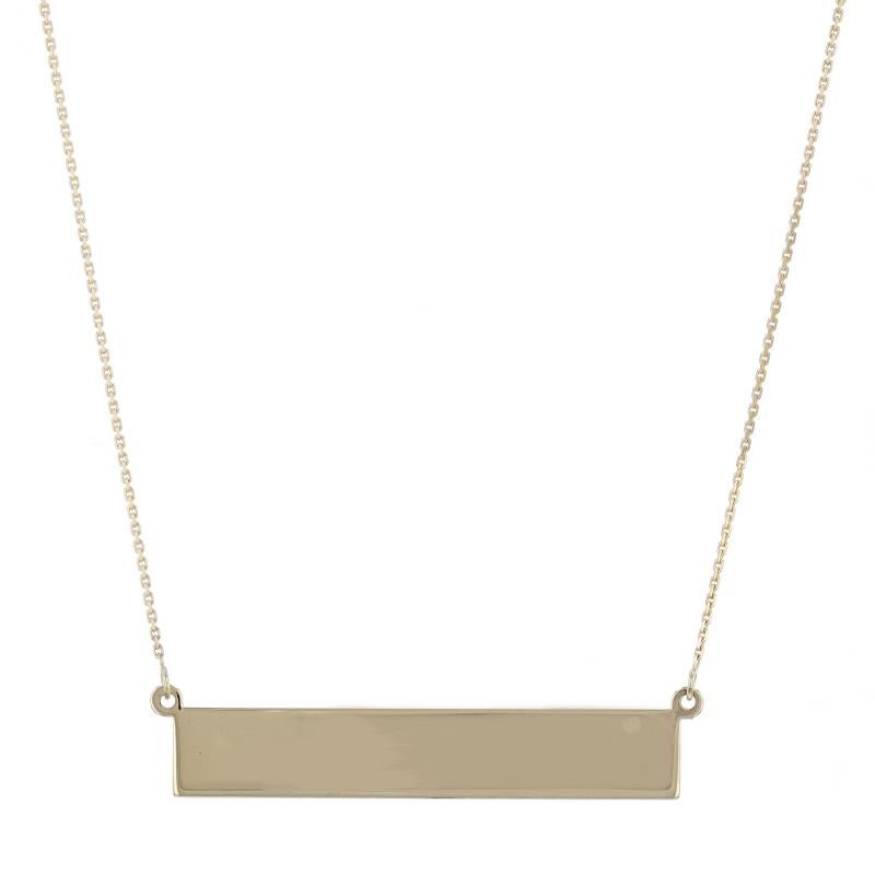 Yellow Gold Bar Pendant Necklace - 14k Engravable Adjustable For Sale 1
