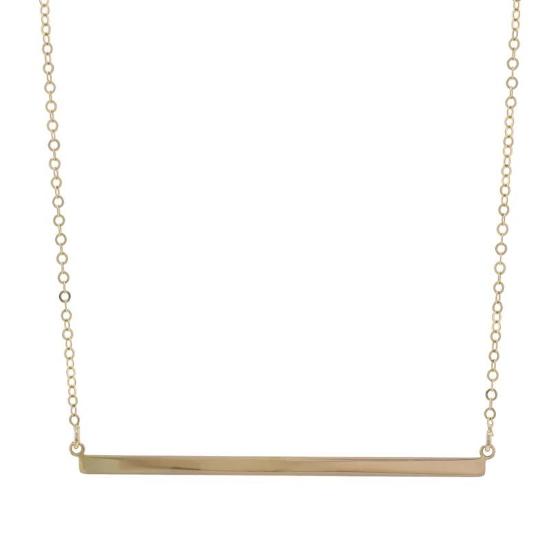 Yellow Gold Bar Pendant Necklace 18 1/2" - 14k Adjustable