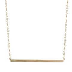Yellow Gold Bar Pendant Necklace 18 1/2" - 14k Adjustable