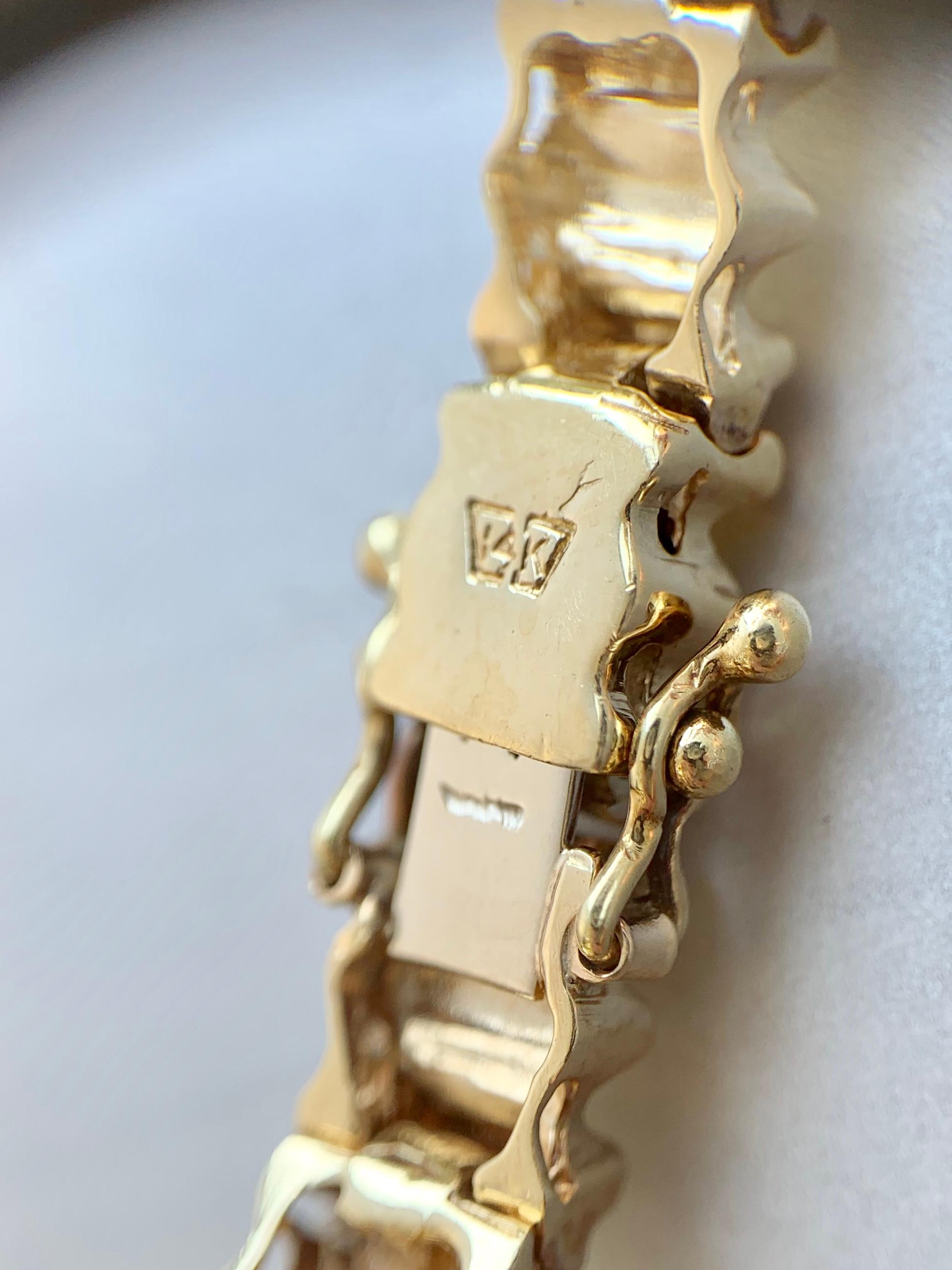 Yellow Gold Bar Set Diamond Bracelet 4