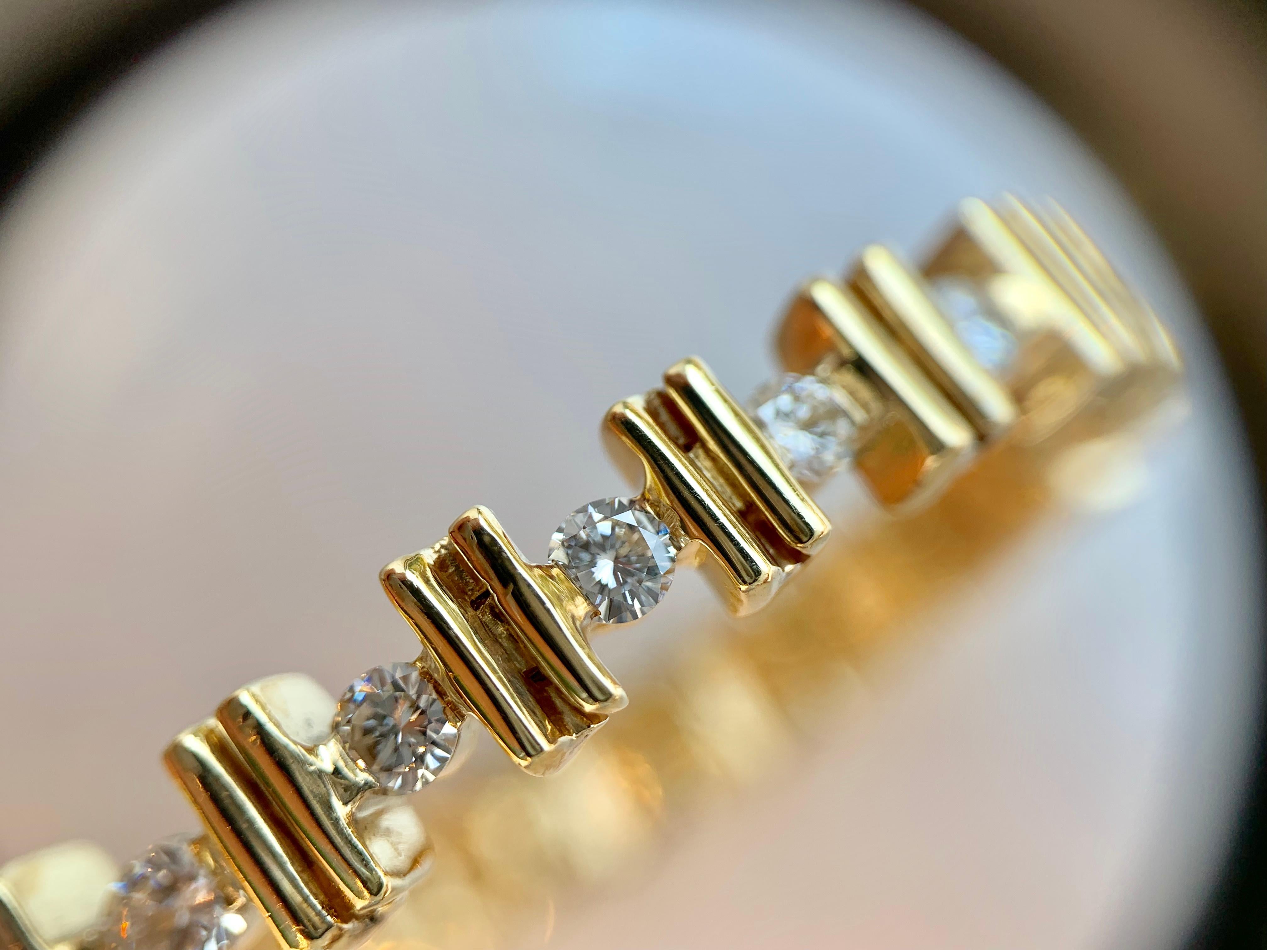 Yellow Gold Bar Set Diamond Bracelet 3