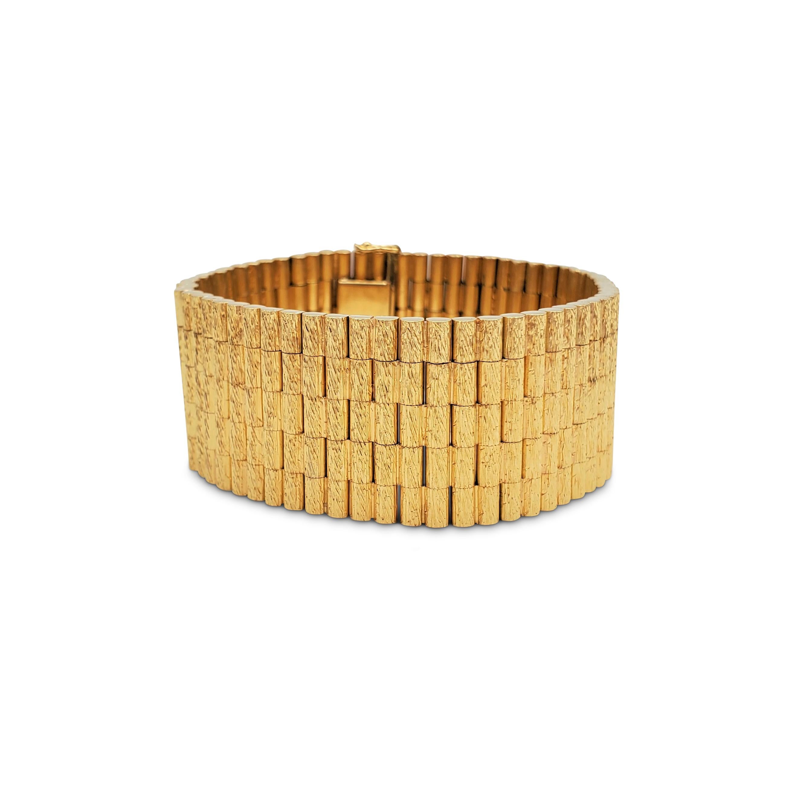 Yellow Gold Bark Finish Bracelet 1