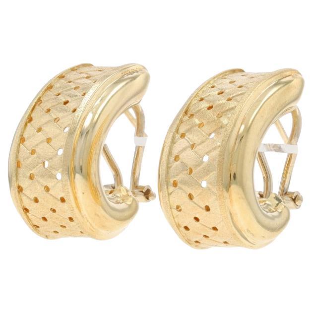 Orecchini a cerchio J Gold con trama a cestino 14k con traforo