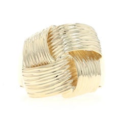 Yellow Gold Basket Weave Statement Band 14k Knot Ring
