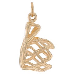 Yellow Gold Basketball Hoop Charm - 14k Slam Dunk Sports