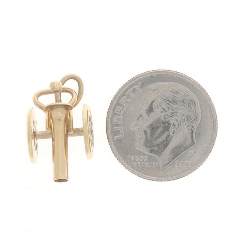 Women's or Men's Yellow Gold Battlefield Cannon Charm - 14k Military Weapon Moves For Sale