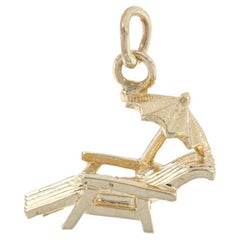 Yellow Gold Beach Lounge Chair Charm, 14k Summer Vacation Souvenir