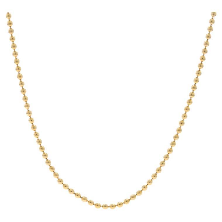 Yellow Gold Bead Chain Necklace 29 3/4" - 14k Italy
