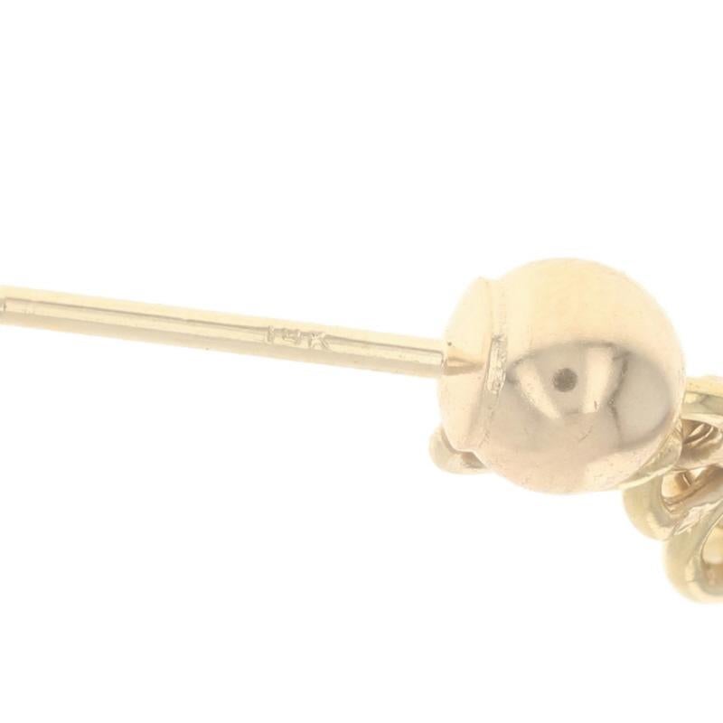 Perlen-Ohrringe aus Gelbgold - 14k Kabelkette durchbohrt Damen im Angebot