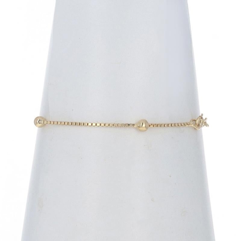 Women's Yellow Gold Bead Station Box Chain Bracelet 6 3/4